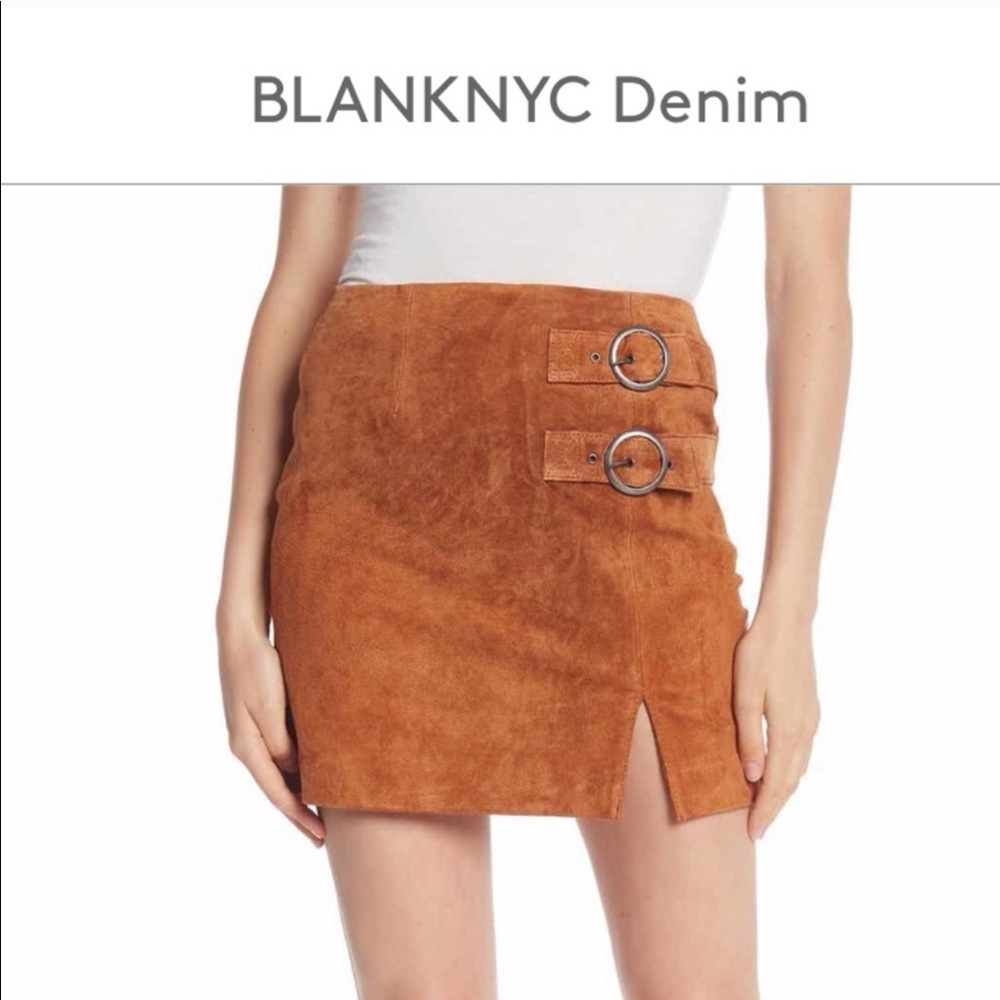 NWT Blank NYC Brown Suede Western Leather Skirt Size 31/12